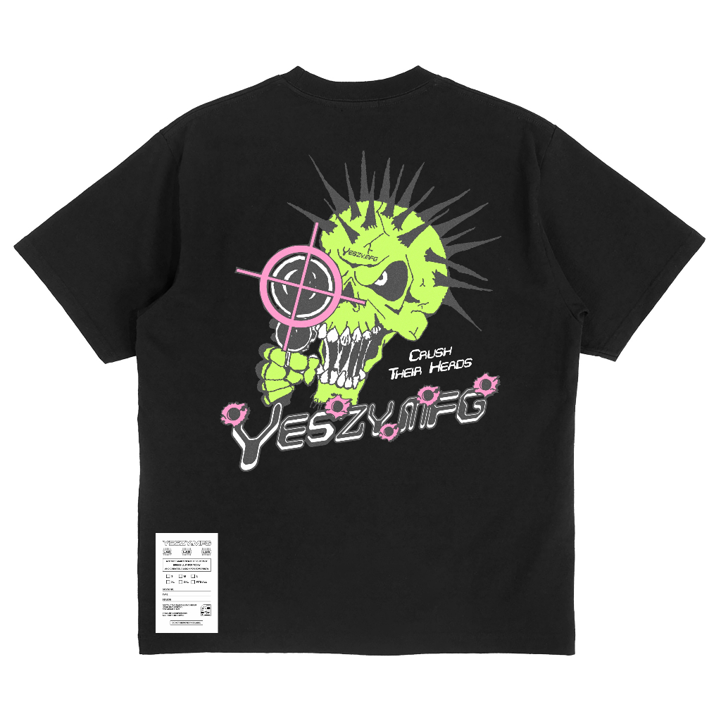 YESZY.MFG Crush Their Heads Oversize Boxy Fit Black Tshirt