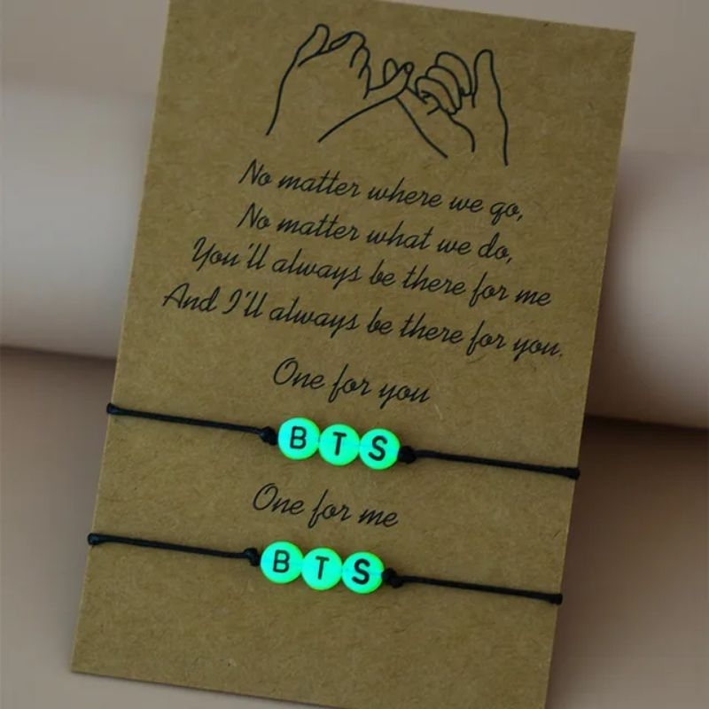 Gelang Custom Inisial Nama Couple Glow In The Dark Luminious Fosfor Nyala