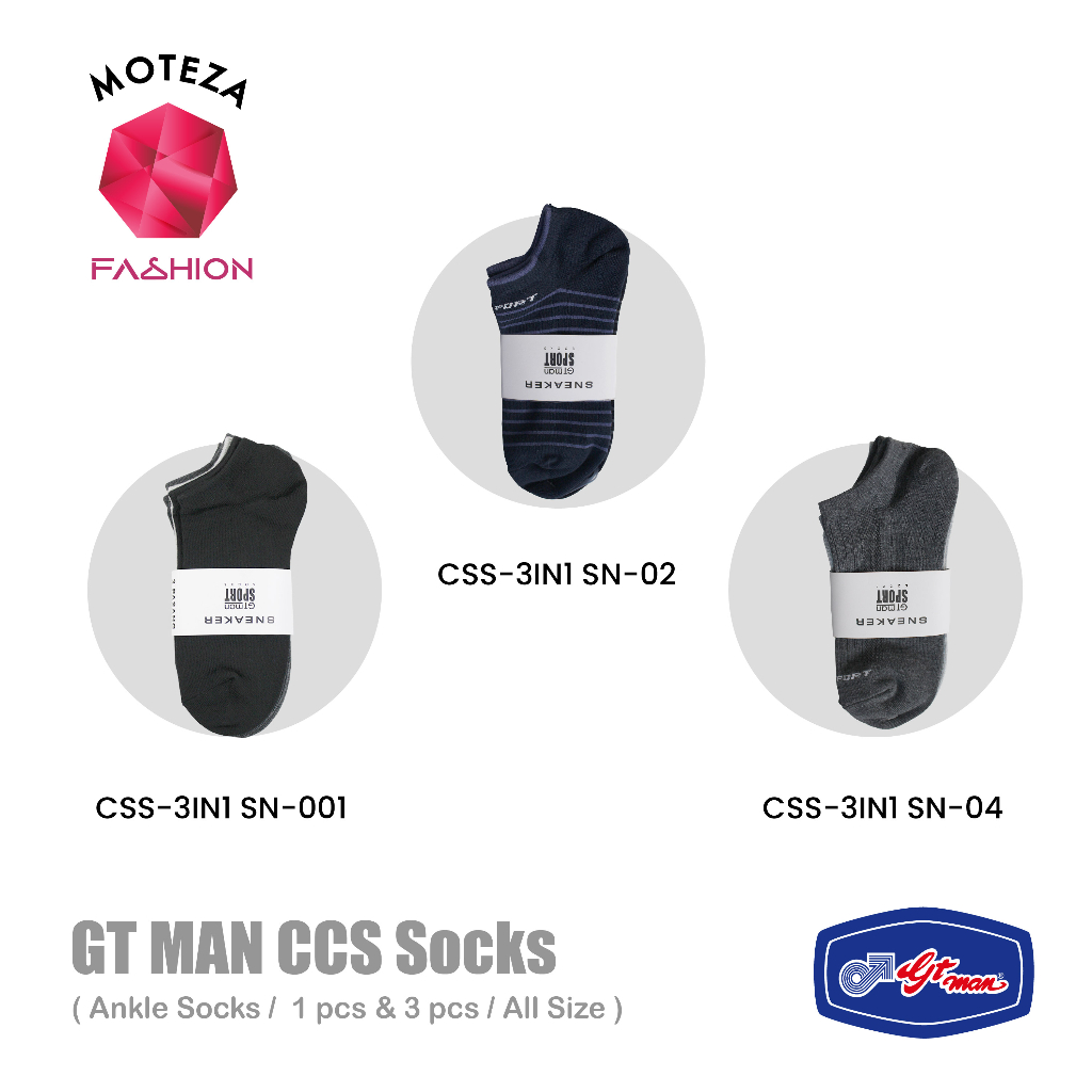 Moteza Kaos Kaki Pria / Ankle Socks - GT Man CCS Sneaker - Isi 1 &amp; Isi 3