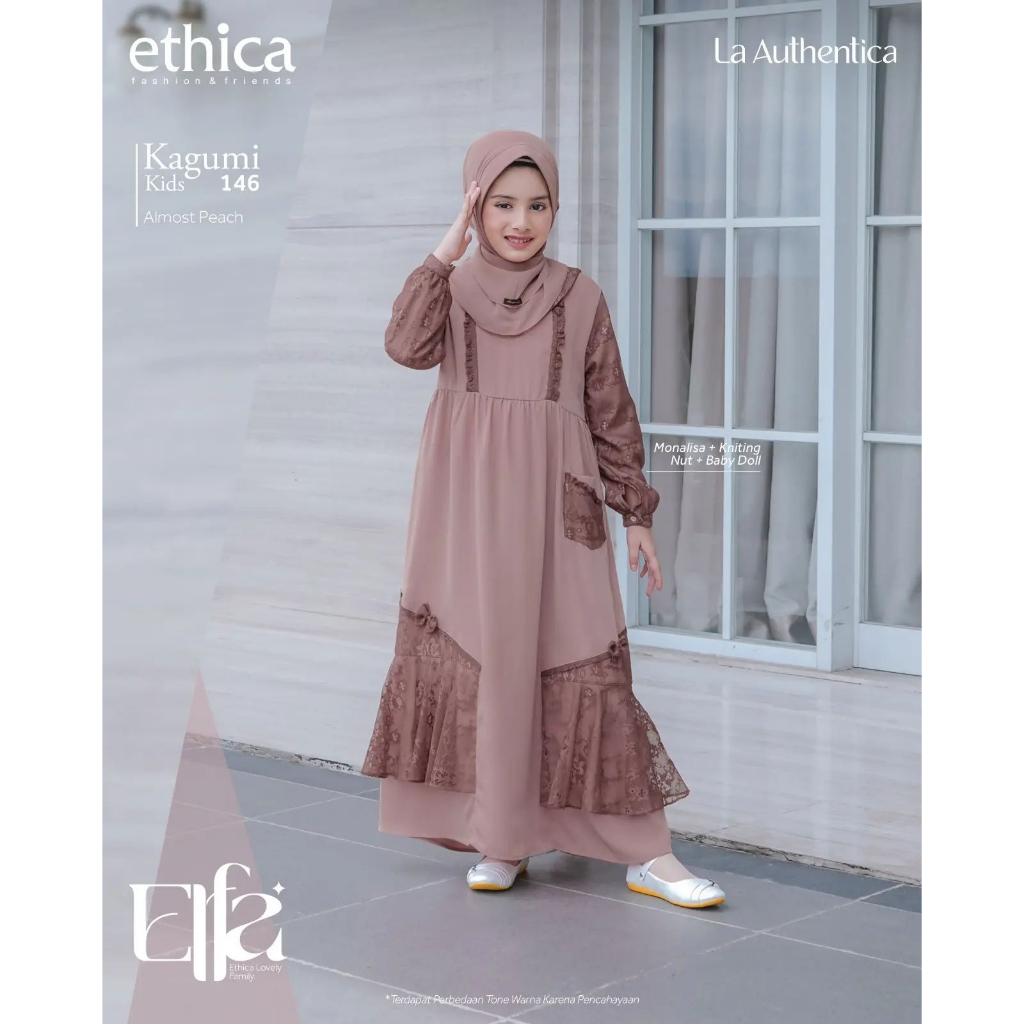 Gamis dan Koko anak Sarimbit Ethica Elfa 293 Almost Peach / Gamis Anak Kagumi Kids 146 / Koko Anak K