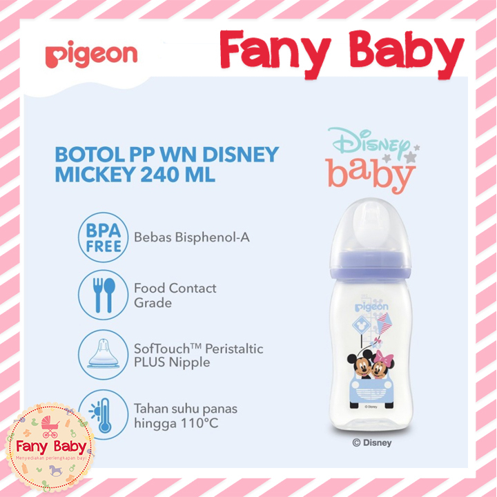 PIGEON BOTTLE PP WIDE NECK 240ML [ DISNEY ]