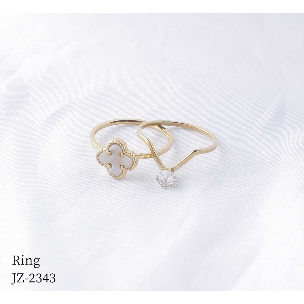 Cincin Titanium 2Susun Permata Perhiasan Fashion 2343