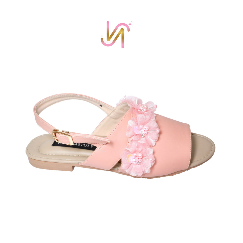 Nadilastuff Signature Raya collection Fransisca Organza Sandal Flat Wanita Premium