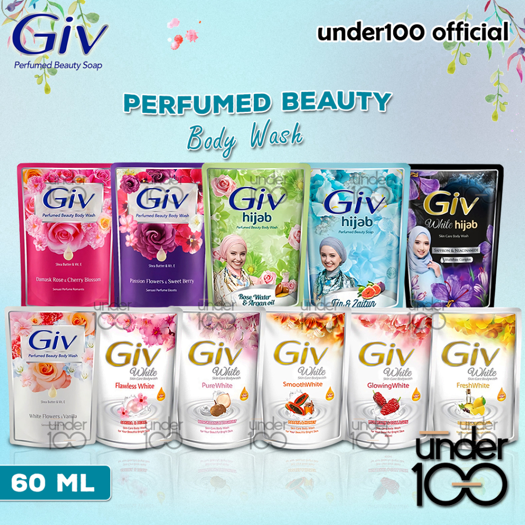 ❤ UNDER 100 ❤ GIV White Body Wash Liquid | Perfumed | Hijab | Sabun Mandi Cair 60ml | BPOM