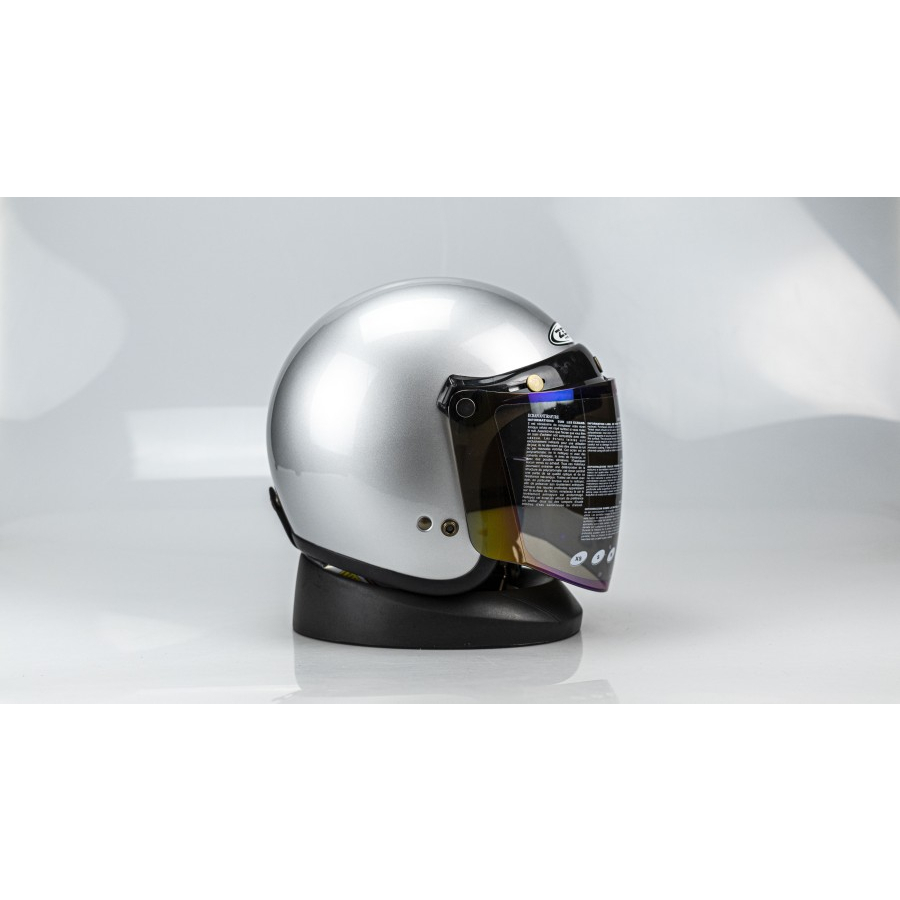 PAKET GANTENG HELM MOTOR ZEUS 385C SILVER HELM RETRO IMPORT ORI SNI