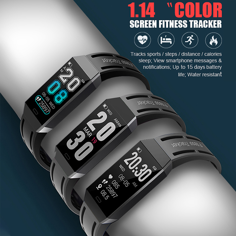 GARANSI❤️Z27 Smart Watch 1.14inches Square Screen IP68 Waterproof Long Standby Notification Watches Heart Rate Monitor Fitness Tracker PK M6 M7 Smartband Band 7