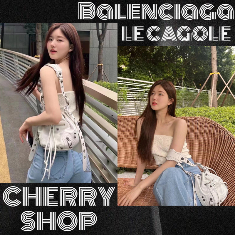 100% authentic Balenciaga LE CAGOLE plus small bucket bag/Tas Ember Wanita/Tas Bahu