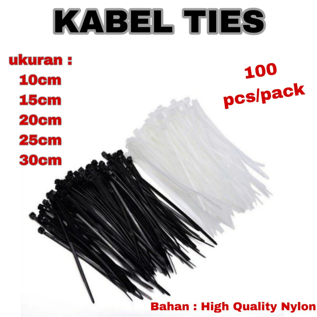 Cable Ties Kabel Ties nylon Kabel Tis 10cm 15cm 20cm 30cm hitam Putih kabel pengikat kantong makanan