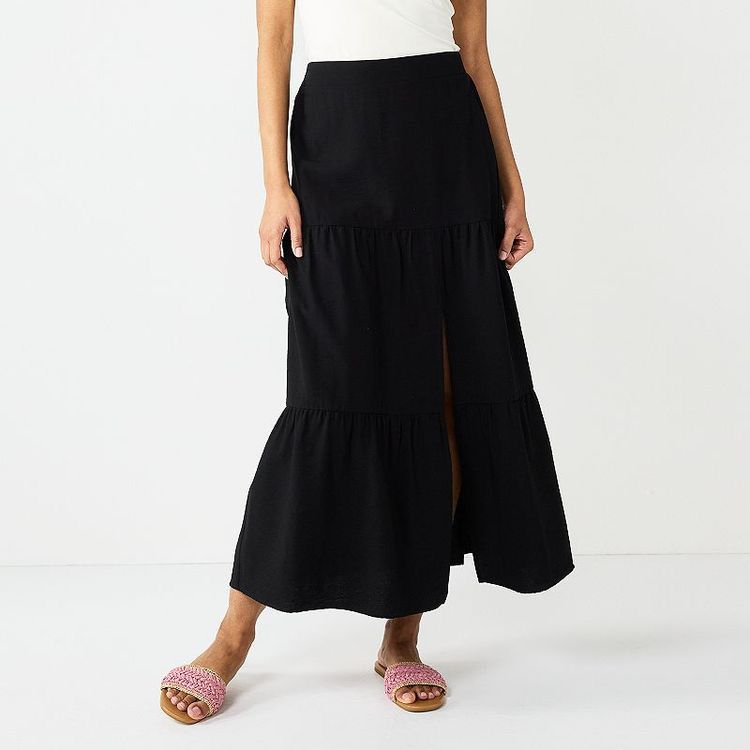 Nine West Crosshatch Tiered Maxi Skirt