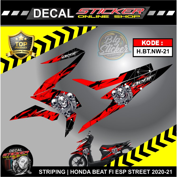 STIKER STRIPING MOTOR HONDA BEAT DELUXE 2020-2021 MOTIF TENGKORAK TERBARU KEREN