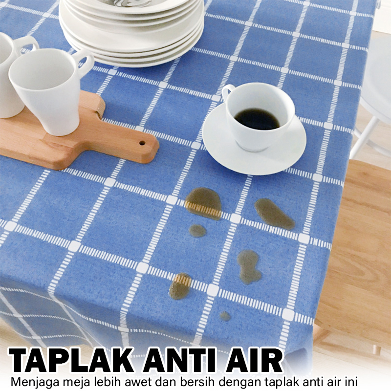 Taplak Meja Makan Minimalis Motif Kotak Ukuran 137x100cm Bahan Plastik PEVA Tebal Premium Anti Air Minyak Perlengkapan Dekorasi Rumah Tangga Import - D15-3A -Lucky Star