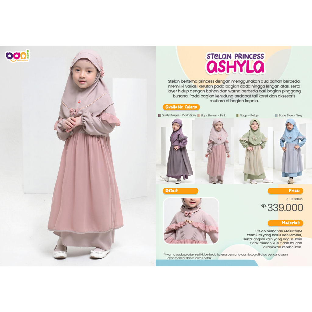ORI RABBANI BANI BATUTA BAJU GAMIS ANAK  ASHYLA 7-12 TH