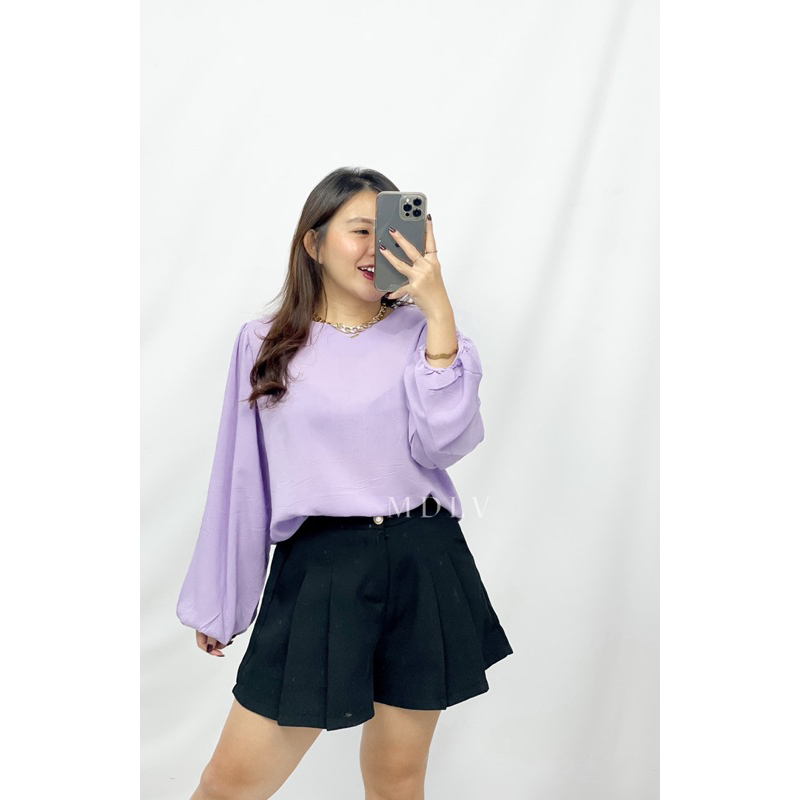 MDLV ~ 8855#Aarassia Ballon Sleeve Top Atasan Lengan panjang Basic