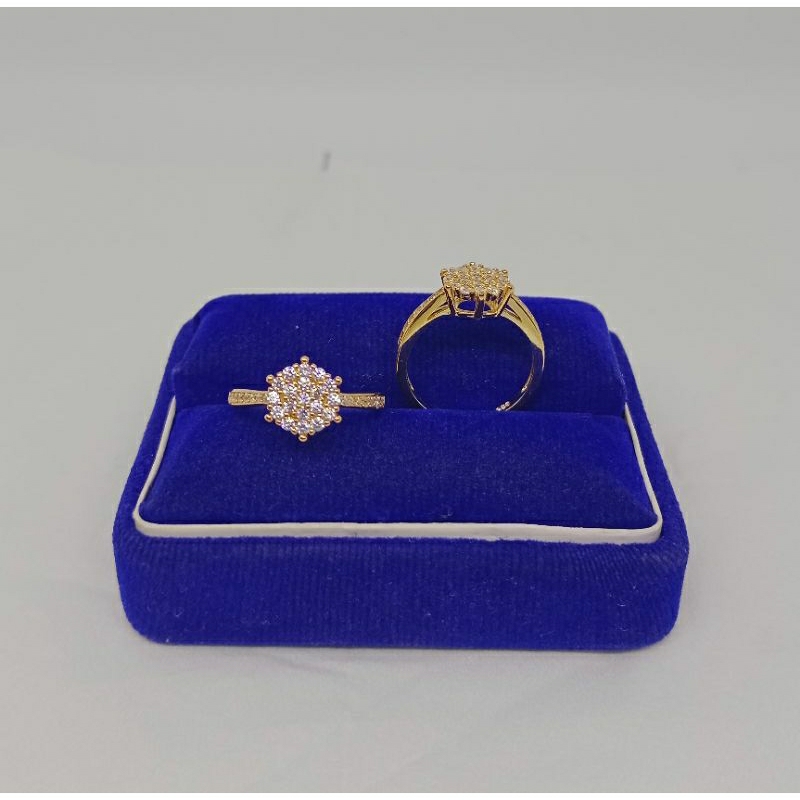 cincin cor bulat di*r mp+mata samping/perak asli silver 925 lapis emas/perhiasan fashion wanita terbaru