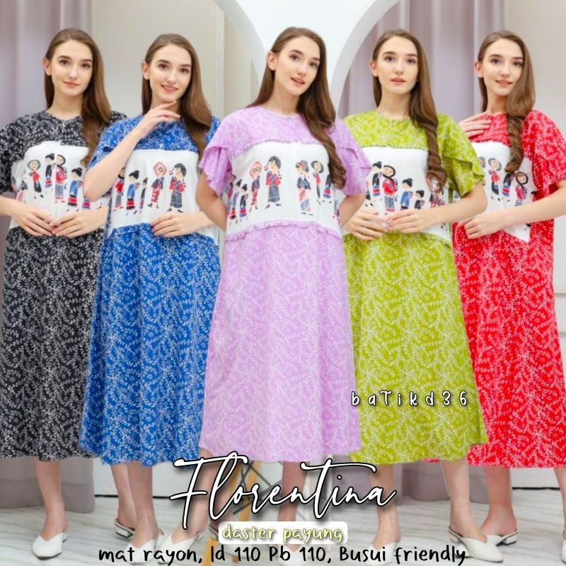 (Semerbak) Baju Tidur Daster Payung Rayon Halus Florentina Jumbo Homedress Piyama santai rumahan kekinian ibu ibu cewek remaja kuliah modern trendi lebaran puasa