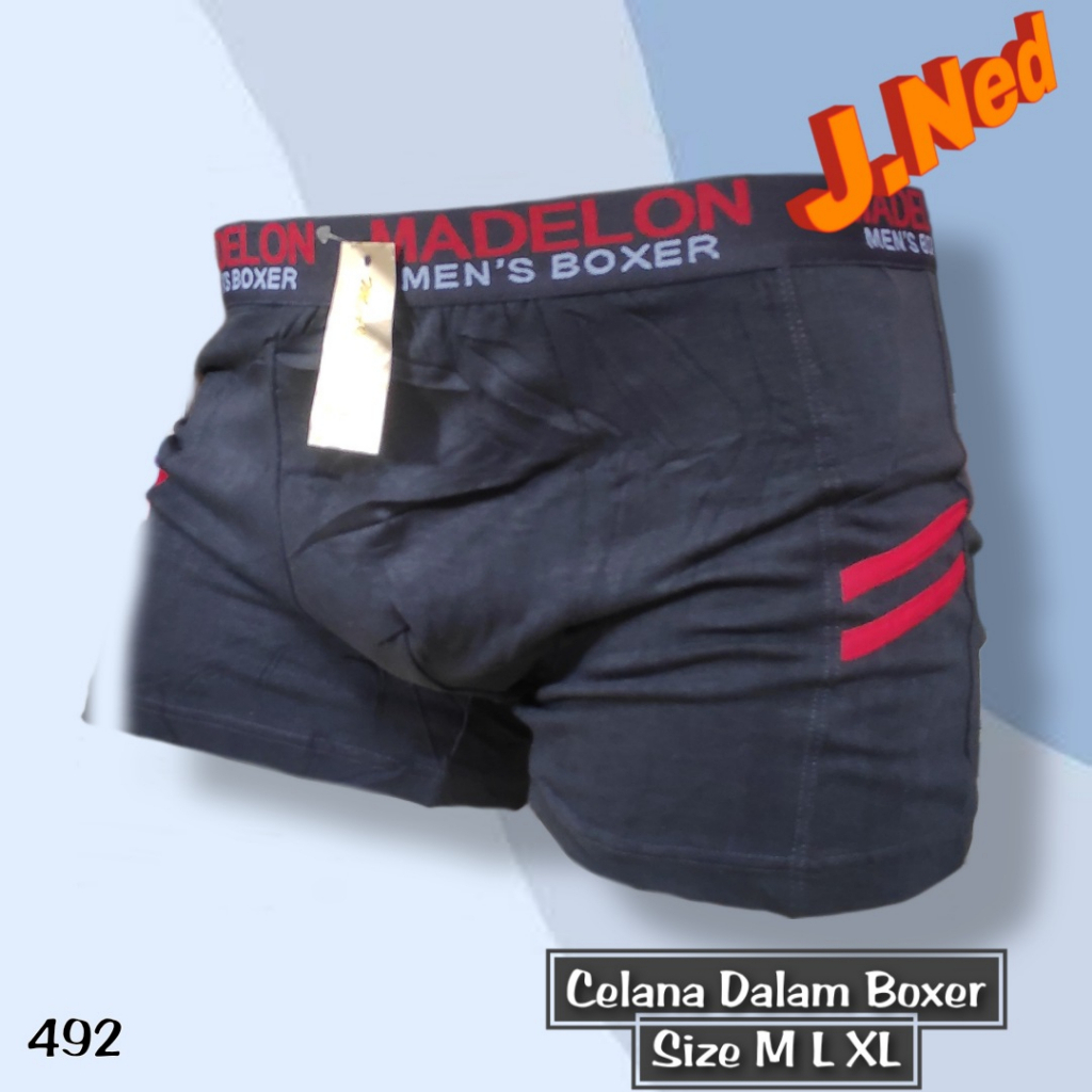 J492 -  CELANA DALAM PRIA BOXER MADELON SIZE M - XL