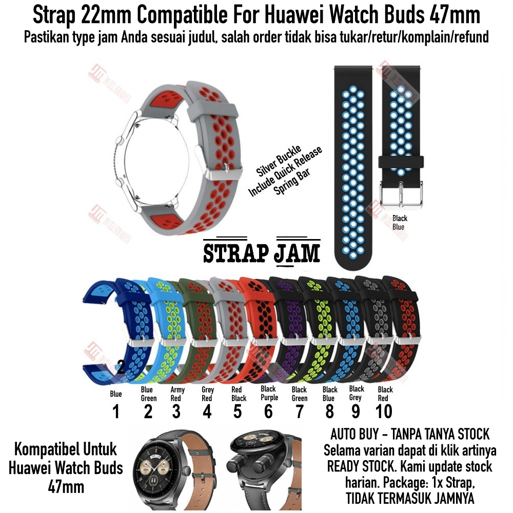 NSB Tali Jam Tangan Huawei Watch Buds 47mm - Strap 22mm Silikon Breathable