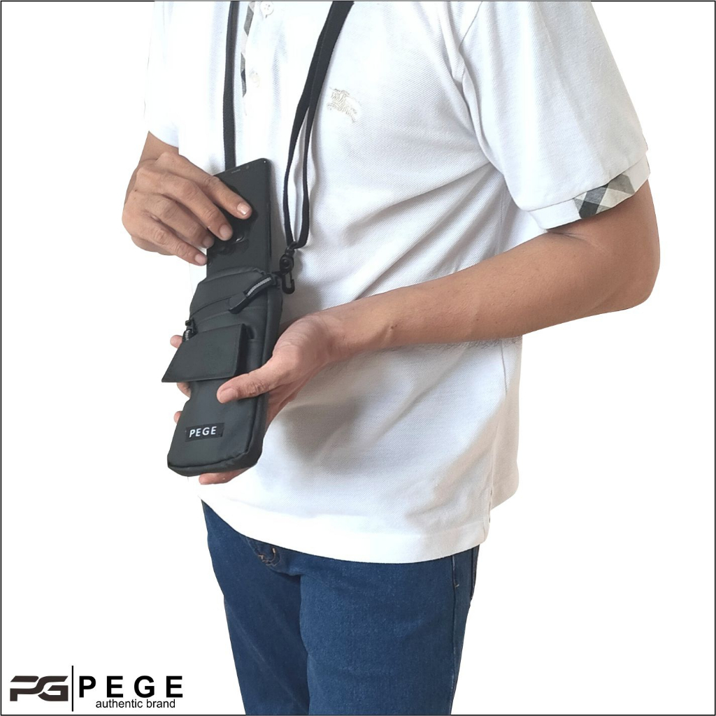 SlingPouch Anti Air Bahan BIMO Waterproof Slingbag HP PEGE Hiro Polos Hitam - PG 8958