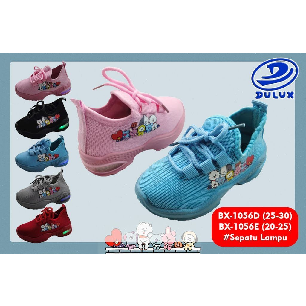 BX-1056D Sepatu Lampu Anak Laki Laki Perempuan Karakter BT21 Merek Dulux Ukuran 25-30