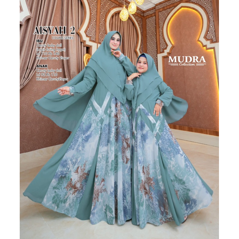 COUPLE AISYAH 2 DRESS GAMIS BY MUDRA BAJU PASANGAN LEBARAN BAJU IBU DAN ANAK BAJU MUSLIM BAJU KONDAN