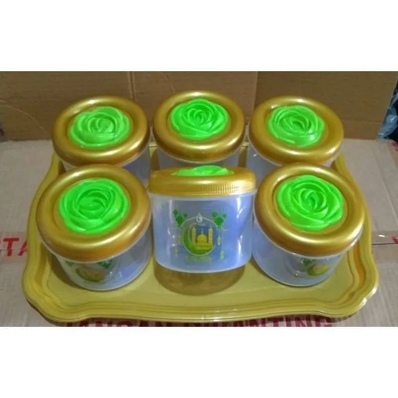 Toples Golden Floren Set 7in1 / Food Storage Golden 7in1 / toples tempat kue nastar basreng keripik permen kacang mede kismis dengan tutup motif bunga