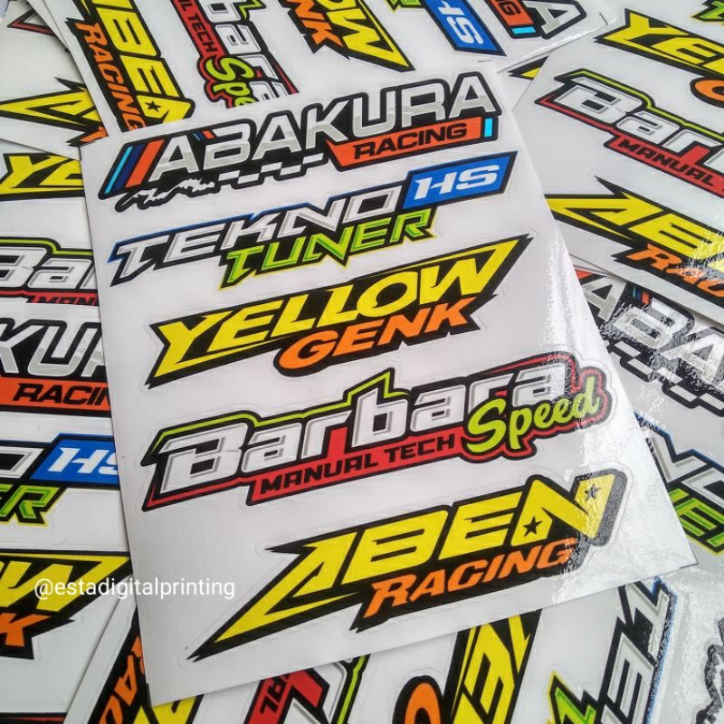 Stiker Pack Bengkel Racing Team #2 /Abakura, Tecknotuner, Yellow Gank, Barbara, Aben Racing