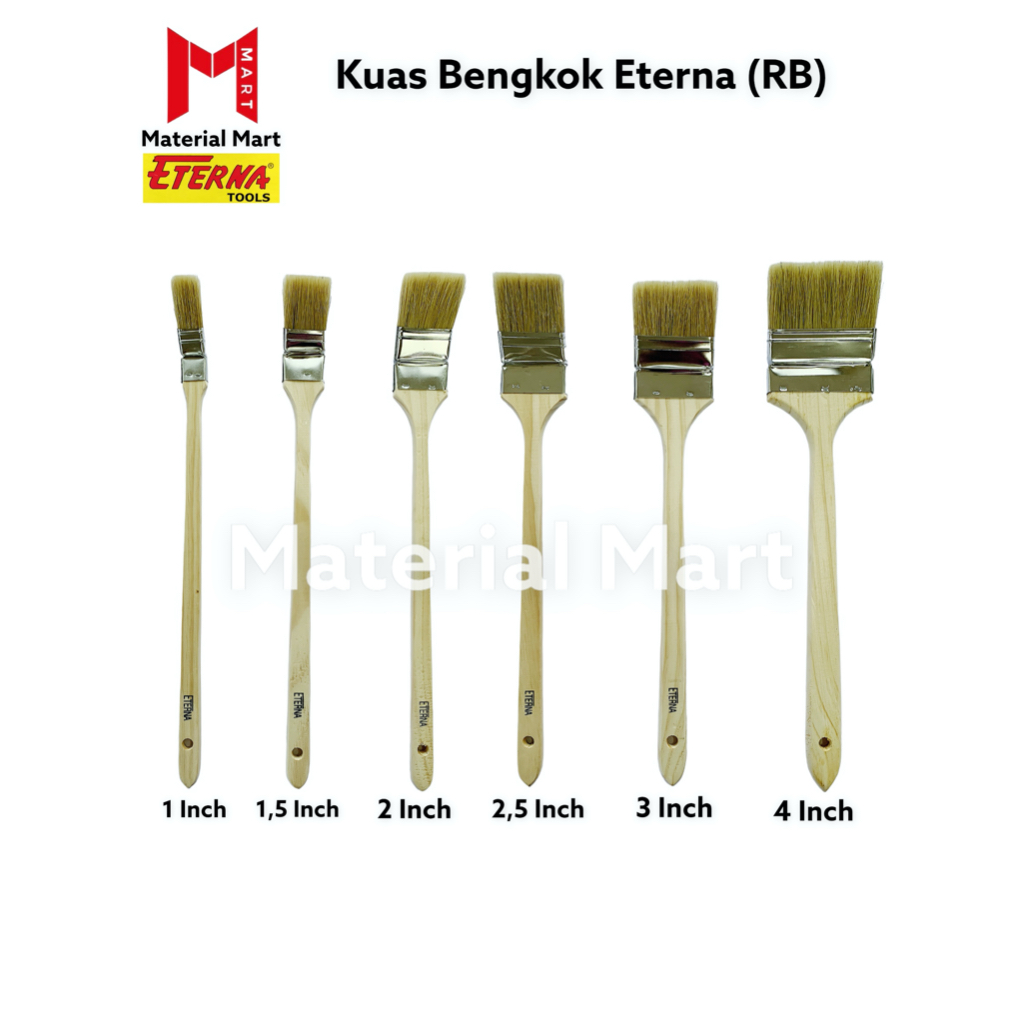 Kuas Cat Bengkok Eterna | Kuas Bengkok RB | Kuas Pembersih Mesin Panjang | Material Mart