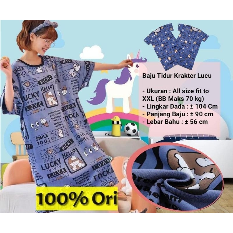 Terlaris) baju tidur terusan wanita Karakter lucu Termurah di Shopee