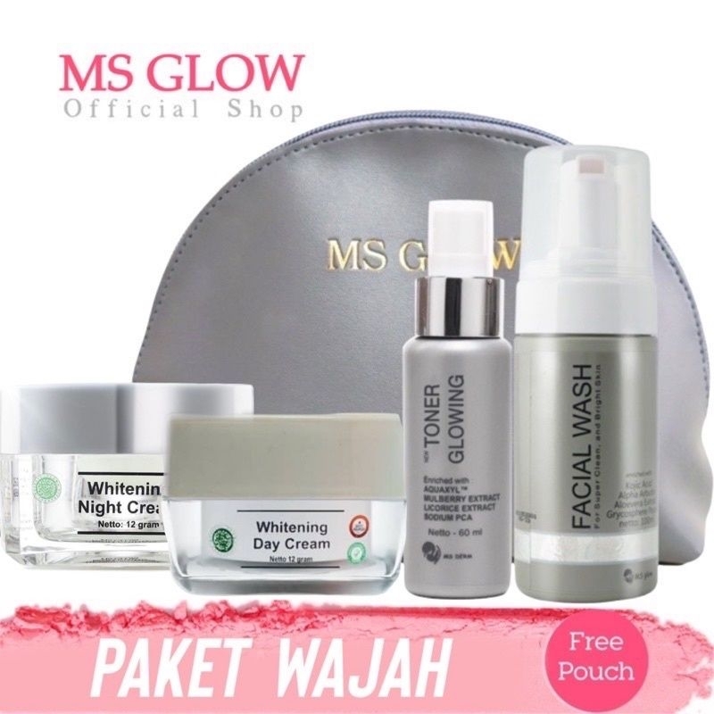 Bisa COD - MS GLOW All Produk Paket Wajah Free Pouch Kosmetik/BB/Ecer Whitening Night Cream/Luminous/Malam Ultimate/Krim Siang/Facial Wash Msglow/Toner Acne ORIGINAL