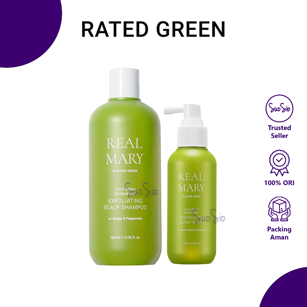 [BPOM] [Near ED] Rated Green Real Mary Exfoliating Scalp Shampoo 400ml Energizing Scalp Spray 120ml
