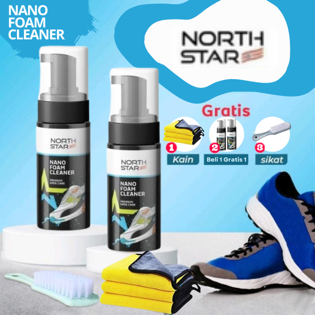 ( 𝟭𝟬𝟬% 𝐁𝐞𝐫𝐠𝐚𝐫𝐚𝐧𝐬𝐢 𝐎𝐫𝐢 ) Pembersih Sepatu Daily North Star - Nano Foam Shoes Cleaner Waterless Sabun Cuci Perawatan Sepatu / Cuci Sepatu Praktis Sabun Cuci Pembersih Sepatu Kotor pembersih sepatu putih tanpa air