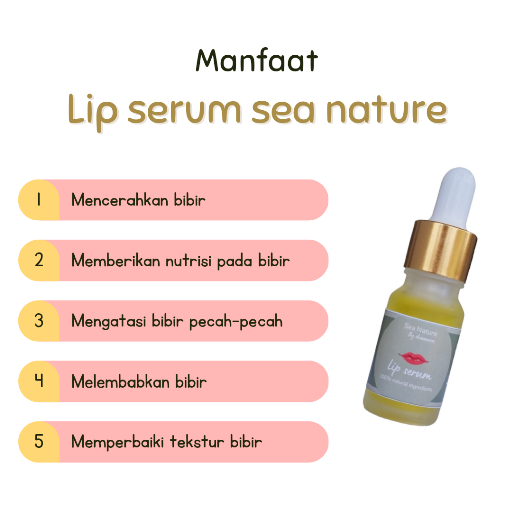 Natural Lip Serum (Serum bibir alami) | mencerahkan dan menutrisi bibir | pemerah bibir alami Sea nature