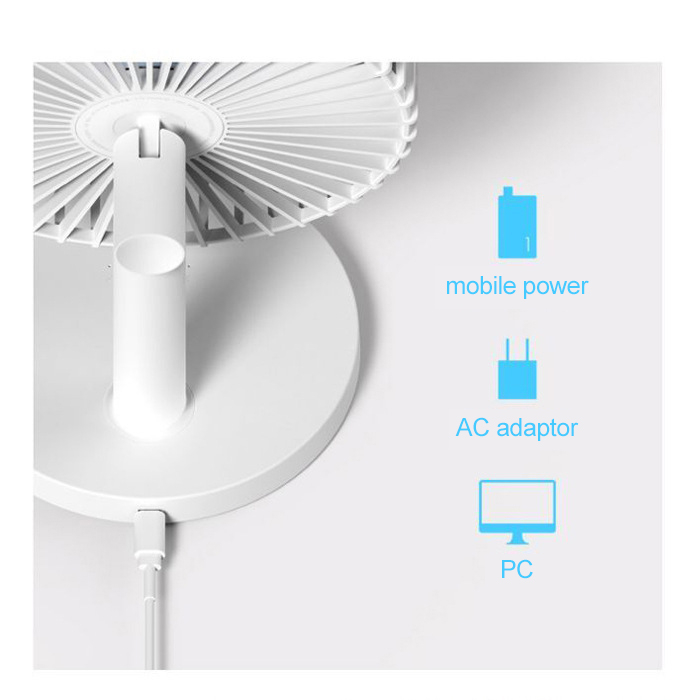 SUNNY WIND Kipas Angin Meja Desktop Fan 3 Speed USB Charge 2000mAh - 202 - White