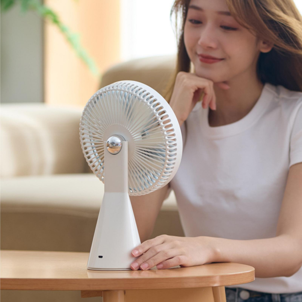 Kipas Angin Meja Desk Fan 3 Speed USB Charge 3000mAh - 372 - White