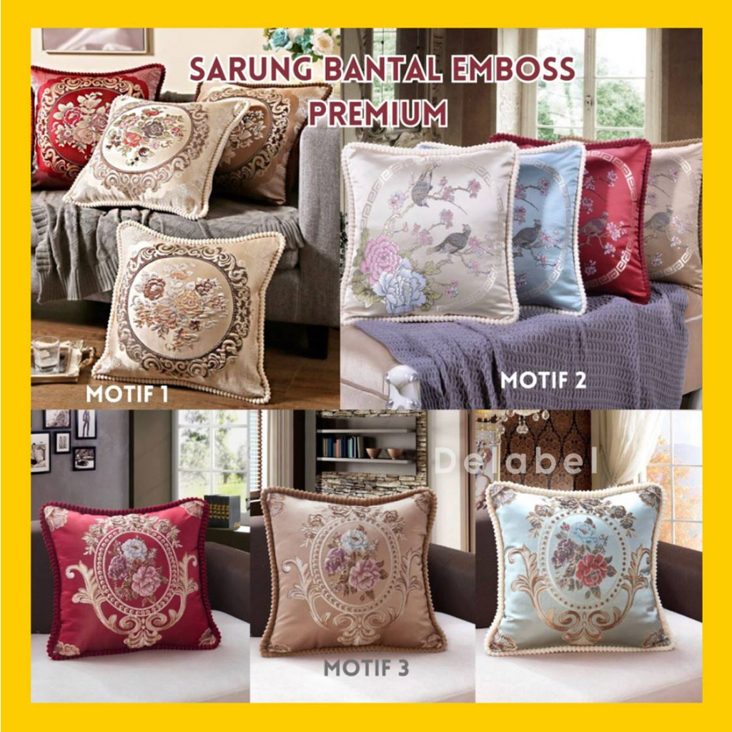 Sarung Bantal Sofa Premium/ Sarung Cushion Sofa Eropa Mewah Sulam Bludru / Bantal Kursi Ruang Tamu/ European Cushion Cover