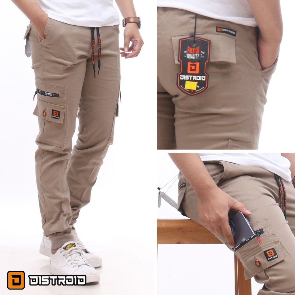 Celana Jogger Chino Cargo Pria Joger Chinos Cargo Zipper 28-38