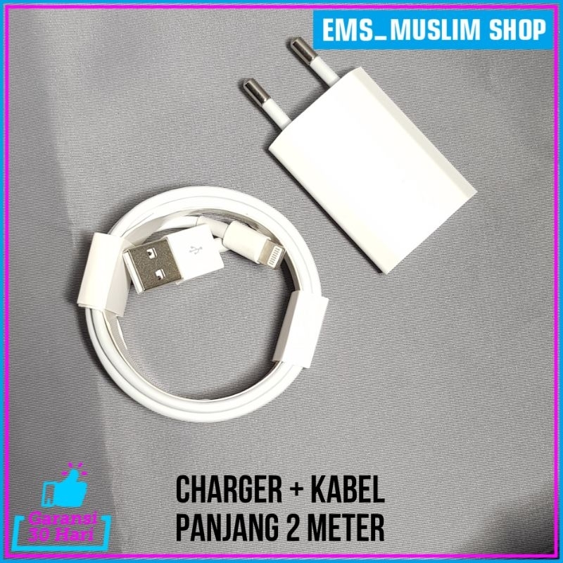 Paket Charger Lightening To USB Power Adapter 5W Cable 2 Metee