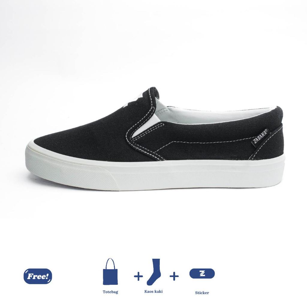 Zasaka - Sepatu Brengshake Hitam Slip On Casual Pria