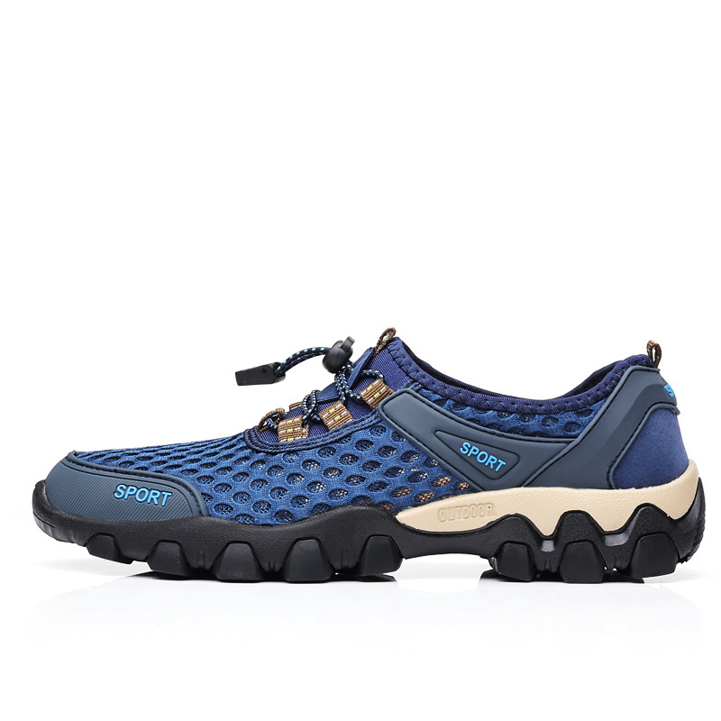 Leedoo Sepatu Hiking Pria Kasual Sepatu Sneakers Sepatu Gunung Outdoor Adventure Touring Shoes MH205 Navy