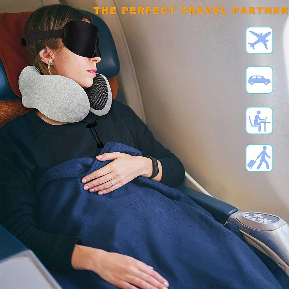 Bantal Leher Sandaran Kursi Mobil U-Shape Foldable Travel Neck Pillow