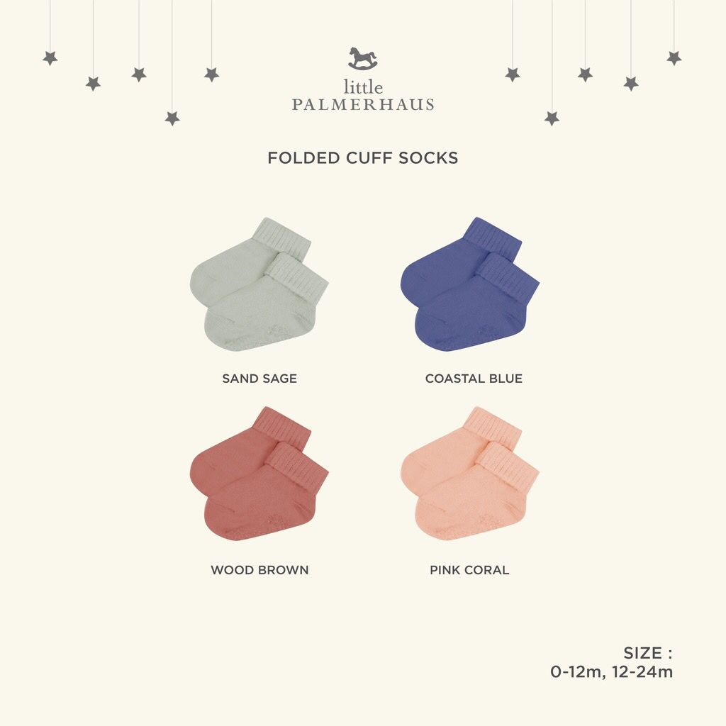 Little Palmerhaus Wording High Socks - FOLDED CUFF SOCKS - BASIC SHORT SOCKS (WITH ANTI SLIP) - Kaos kaki bayi