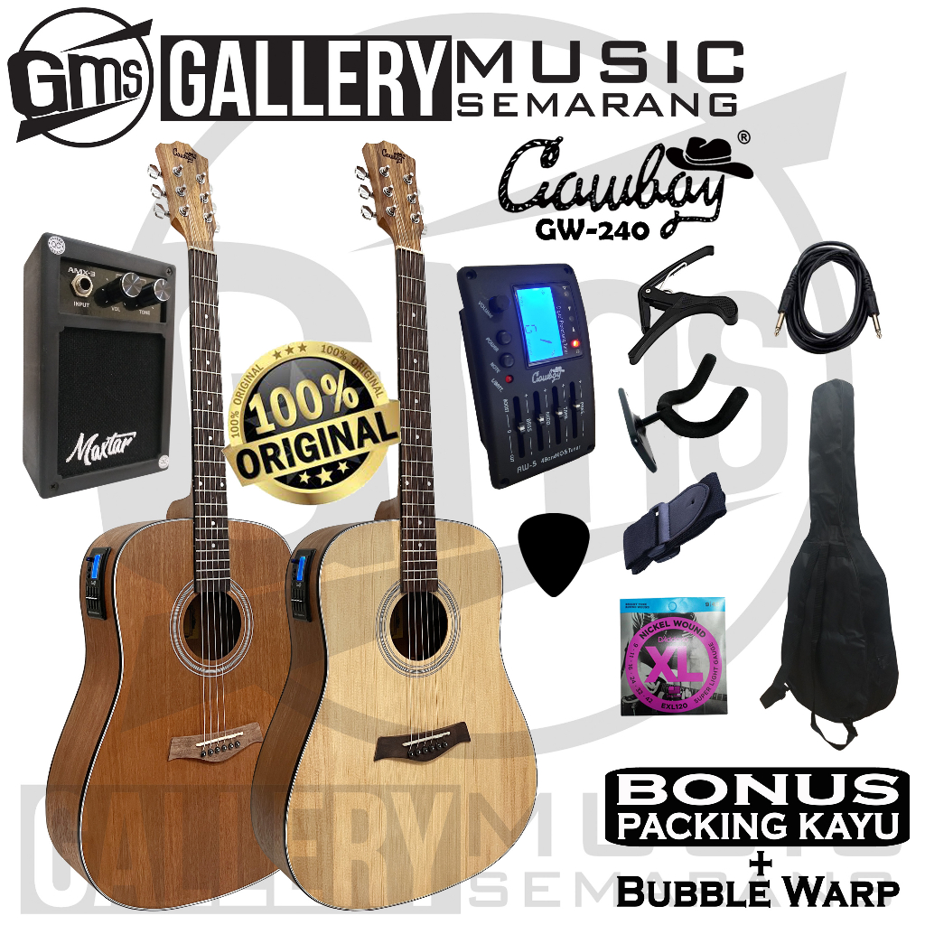 ORIGINAL!!! Gitar Akustik Elektrik Import Merk Cowboy GW-240 NA GW 240NS Equalizer Tuner Cowboy AW-5