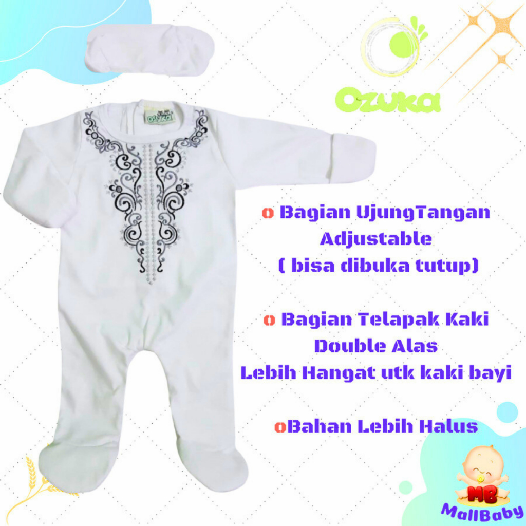 Baju Koko Bayi Newborn Jumper Koko Bayi Baru Lahir Aqiqah Set Peci Ozuka Akikah