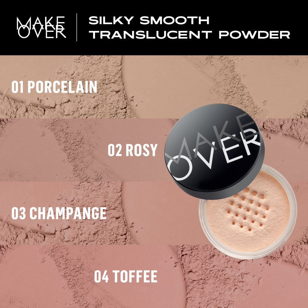 MAKE OVER Silky Smooth Translucent Powder 35 g | Bedak Transparan Tanpa Merubah Warna Asli Kulit