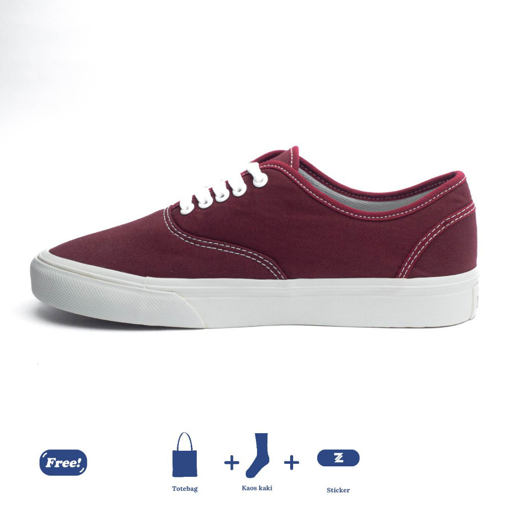 Zasaka - Sepatu Autentic Maroon Sneakers Casual Pria Wanita