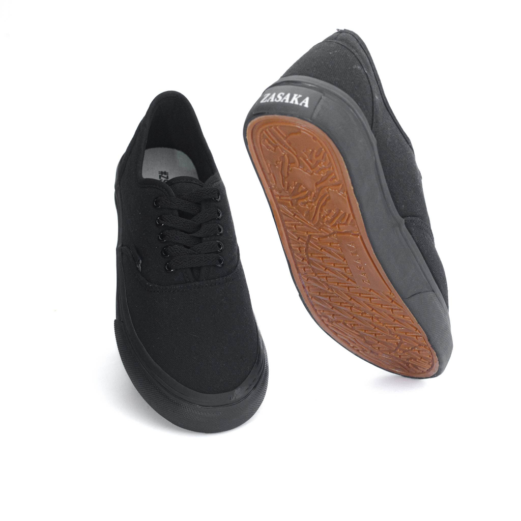 Zasaka - Sepatu Authentic Full Hitam Sneakers Casual Pria