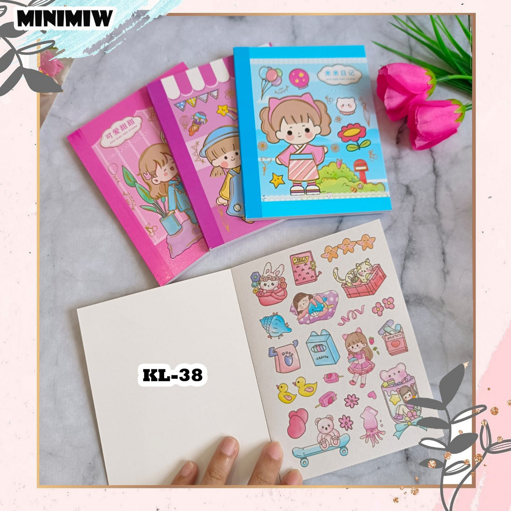 Stiker Cewe Buku Uk A6 Kode KL-38 Anti Air Set Daily Manual Cute Pattern Decorative Tape Sticker Book Gift