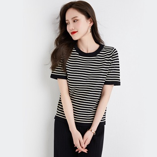 【Premium】Elegant Korean Summer  Highwaist Long Pants &amp; Short Sleeve T-Shirt One Set 7479