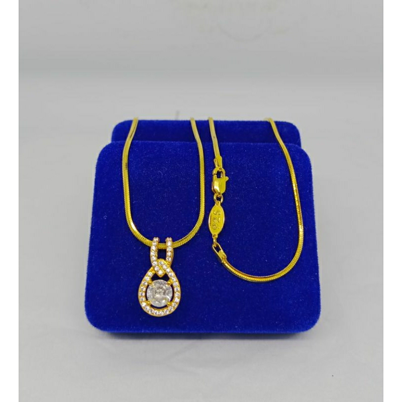 kalung rantai kasandra flexi+liontin oval tusuk mp tears/perak asli silver 925 lapis emas/perhiasan fashion wanita terbaru