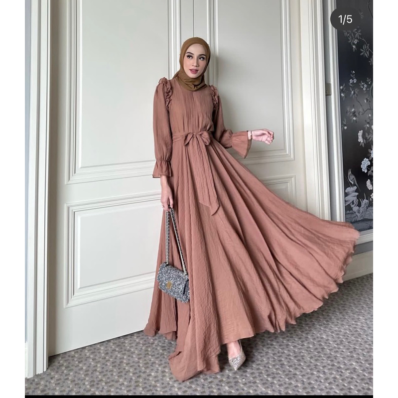 Asmaa dress choco M gonegani original siap kirim